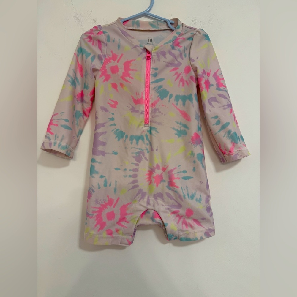 Gap Baby Tie-Dye Long Sleeve Swimsuit - Pink/Multicolor